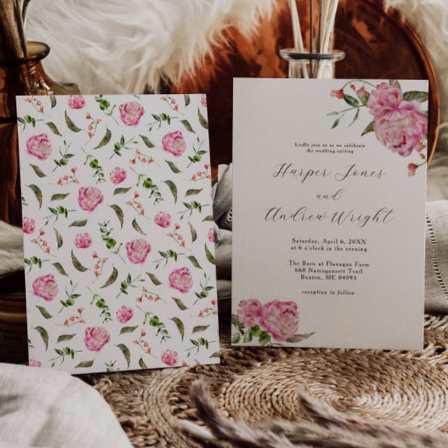 Invitación Boda de jardín floral rosa (Subido por el creador)