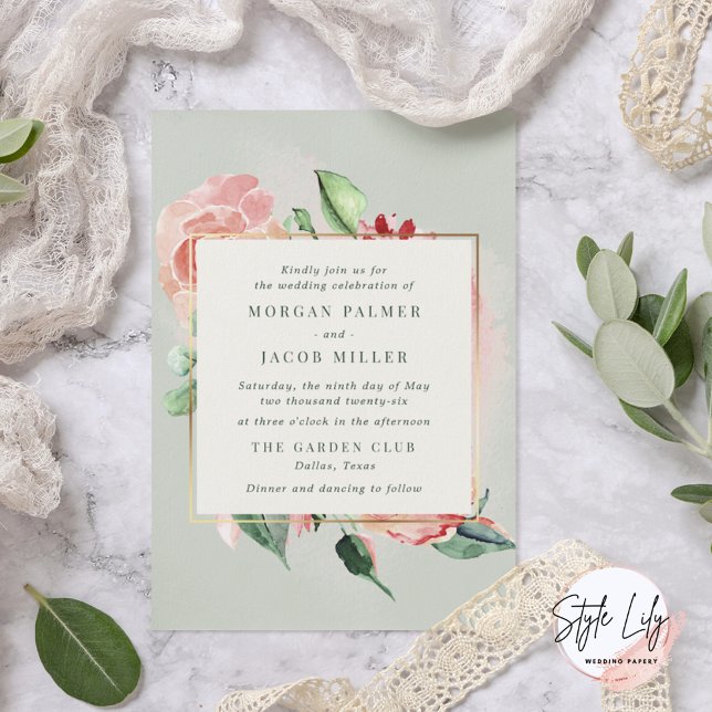 Invitación Boda de jardín floral Rosa (Subido por el creador)