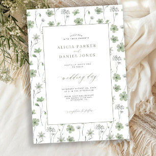 Invitación Boda de jardín floral silvestre verde salvia