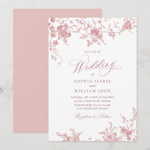 Invitación Boda de Jardín Francés Rosado de Rubor