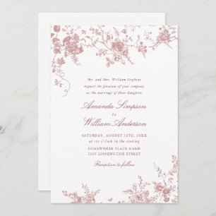 Invitación Boda de Jardín Francés Rosado de Rubor