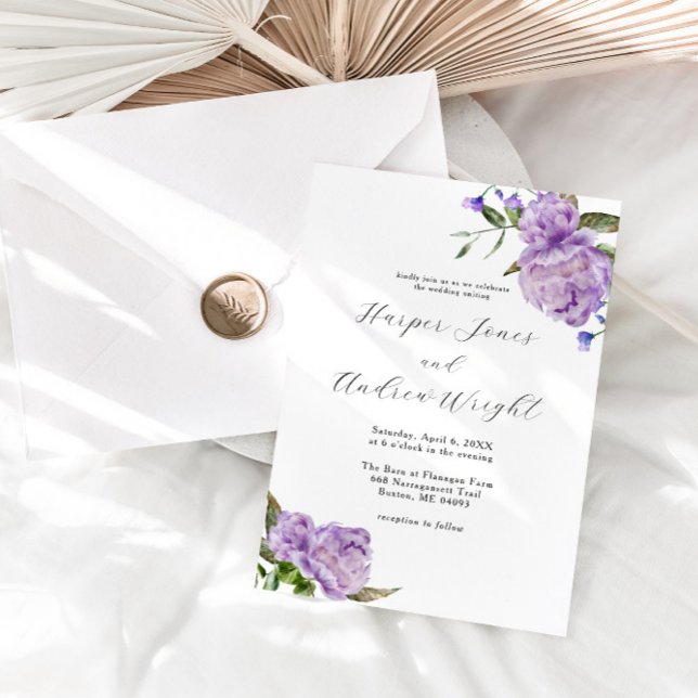 Invitación Boda de jardín morado floral (Subido por el creador)