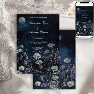 Invitación Boda de jardín nocturno floral oscuro con digitali