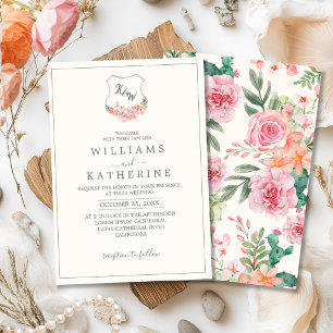 Invitación Boda de jardín romántico con flores primaverales c
