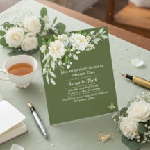 Boda de Jardín Romántico Floral Vintage Verde Salv