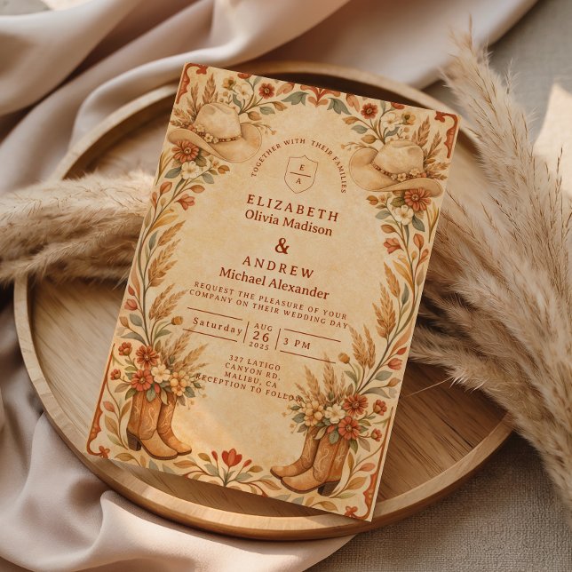 Invitación Boda de jardín rústica occidental con vaquera (Subido por el creador)