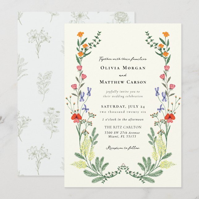 Invitación Boda de jardín secreto (Anverso / Reverso)