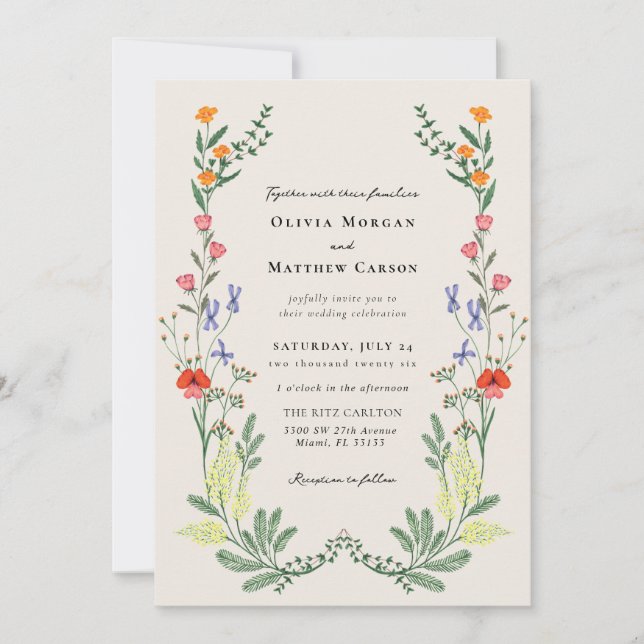 Invitación Boda de jardín secreto (Anverso)