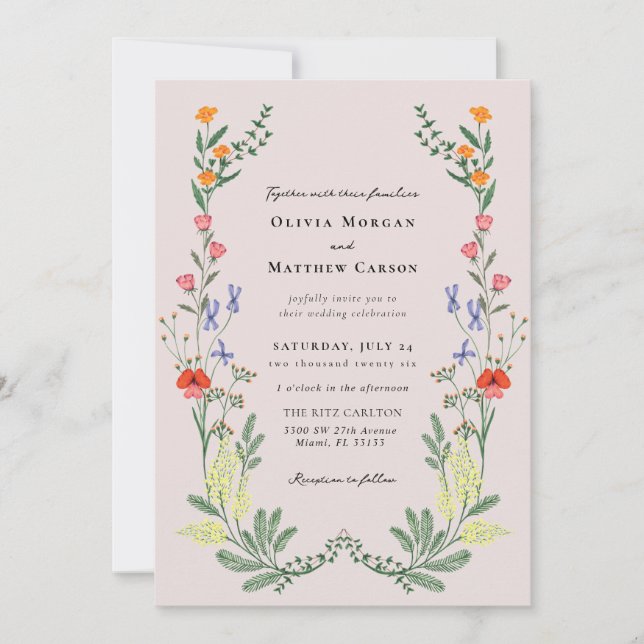 Invitación Boda de jardín secreto (Anverso)