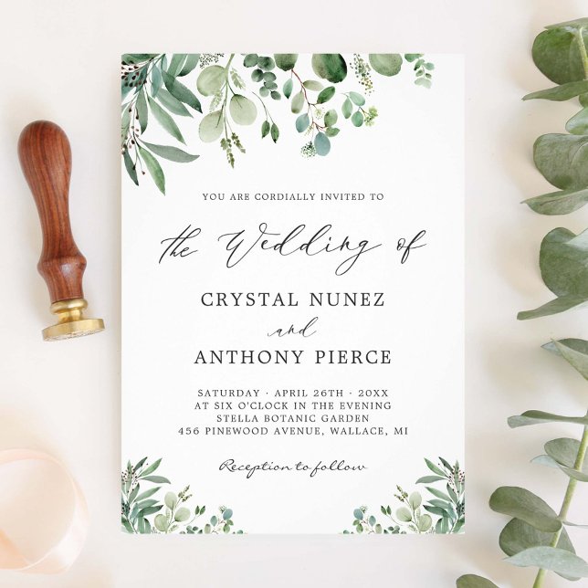 Invitación Boda de Jardín Temática Romántica Eucalyptus (Subido por el creador)