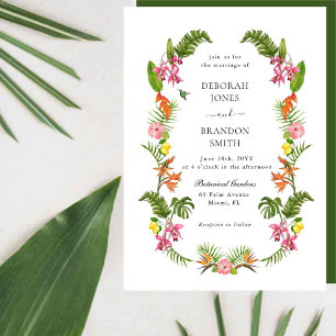 Invitación Boda de jardín tropical con flores y follaje