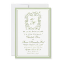 Boda de Jardín Verde Salvia Monograma Cresta