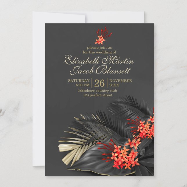 Invitación Boda de jazmín del Oeste Rojo exótico (Anverso)