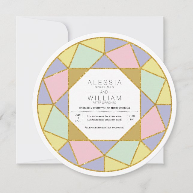 Invitación Boda de joyas de diamante abstracto moderno (Anverso)