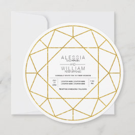 Invitación Boda de joyas de diamantes purpurina de oro abstra