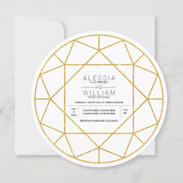 Invitación Boda de joyas de diamantes purpurina de oro abstra
