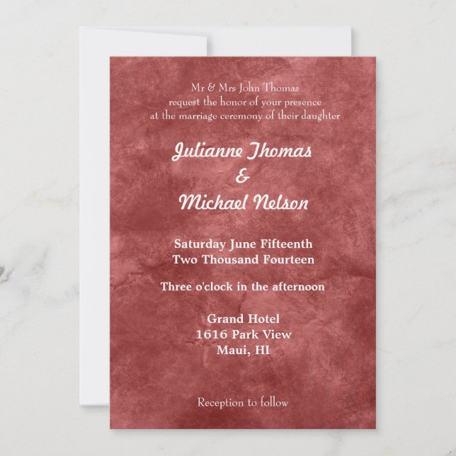 Invitación Boda de joyas rojas (Anverso)