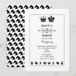 Invitación Boda de juego de tablero de ajedrez King and Queen