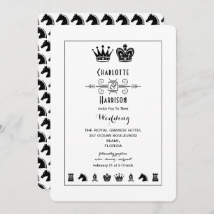 Invitación Boda de juego de tablero de ajedrez King and Queen