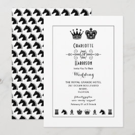 Invitación Boda de juego de tablero de ajedrez King and Queen