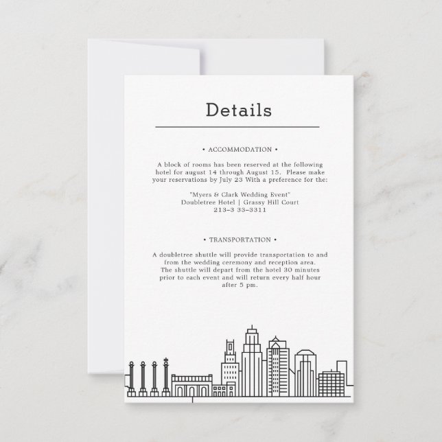 Invitación Boda de Kansas City | Detalles de invitado de dos  (Anverso)