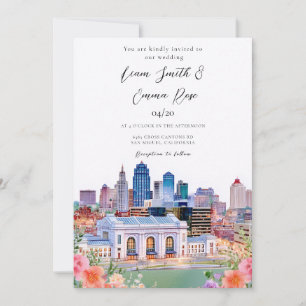 Invitación Boda de Kansas City Missouri Acuarela Horizonte