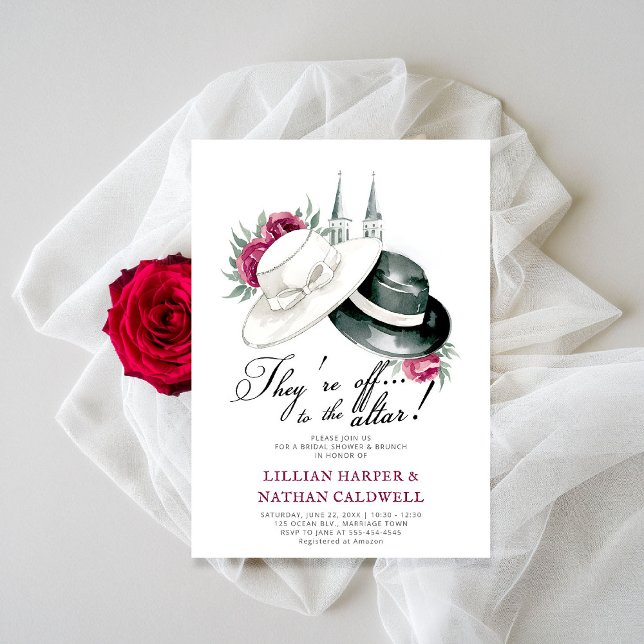 Invitación Boda de Kentucky Bridal Shower Rosas Elegantes (kentucky derby bridal shower invitation red roses churchill spires horse racing theme elegant coed)