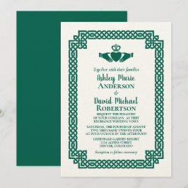 Invitación Boda de Knot Claddagh, célebre verde esmeralda