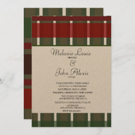 Invitación Boda de Kraft blanco verde burdeos moderno