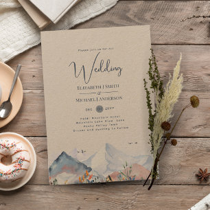Invitación Boda de Kraft de invierno de la escena de la monta