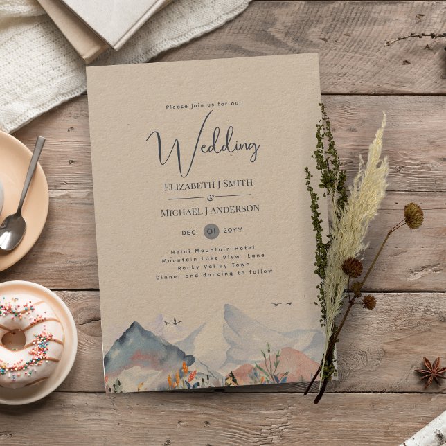 Invitación Boda de Kraft de invierno de la escena de la monta (Subido por el creador)