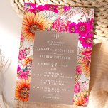 Invitación Boda de kraft de naranja floral rosa vintage<br><div class="desc">Naranja floral vintage kraft boda de campo floral de color rosa pálido,  dibujado a mano y pintado a mano,  girasoles naranjas amarillos y motivos florales con kraft marrón rústico.</div>