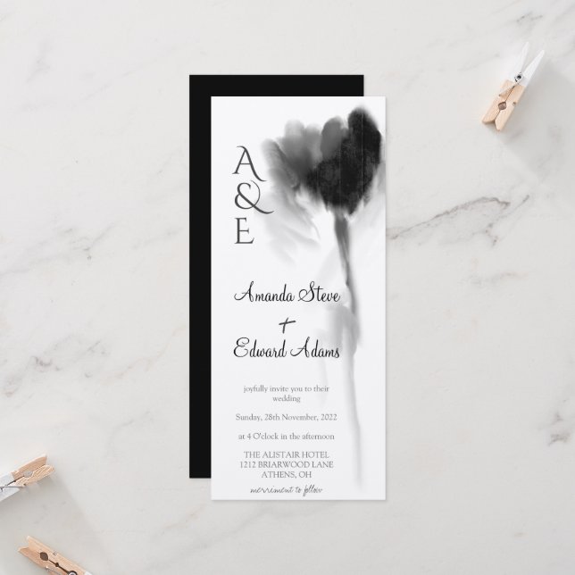 Invitación Boda de Kraft Rústico Rústico de Tulipán Negro Ver (Anverso/Reverso In Situ)