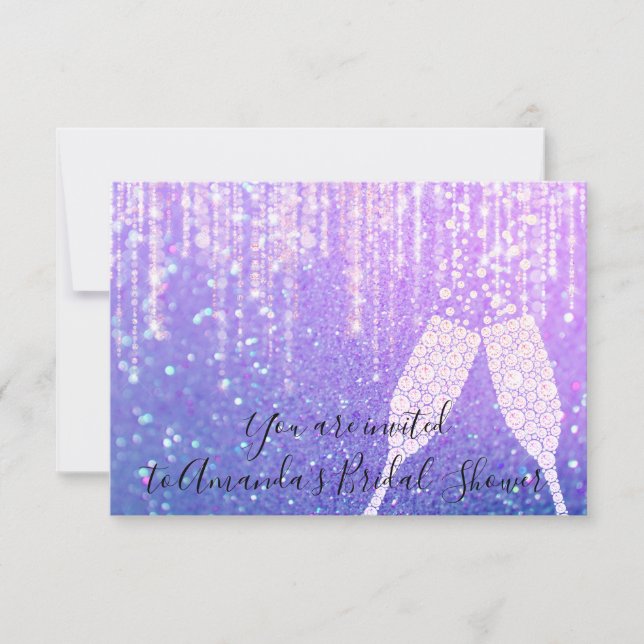 Invitación Boda de la 16ª Bridal con burbujas de vidrio de di (Anverso)