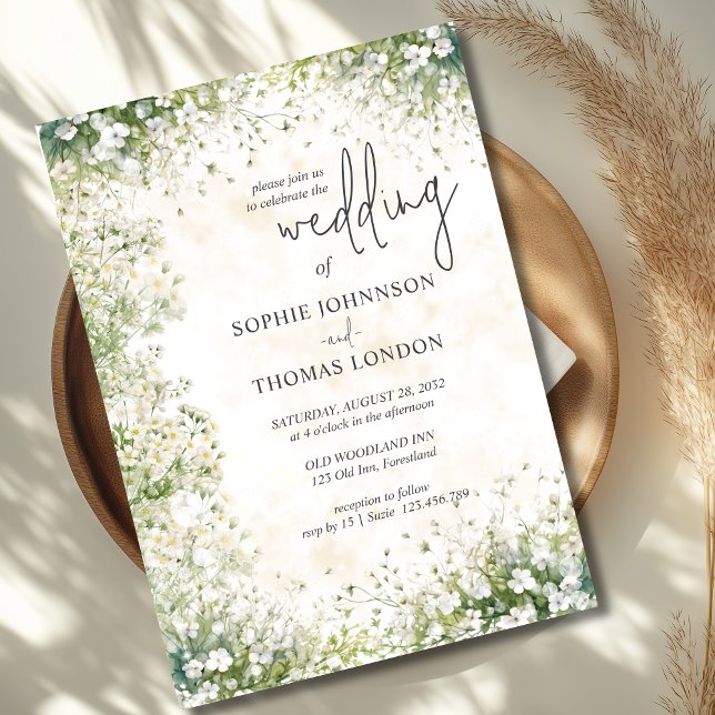 Invitación Boda de la acuarela blanca y floral de Anemones (Subido por el creador)