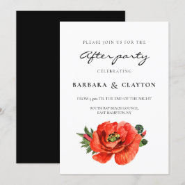 Invitación Boda de la acuarela de adormidera roja después del