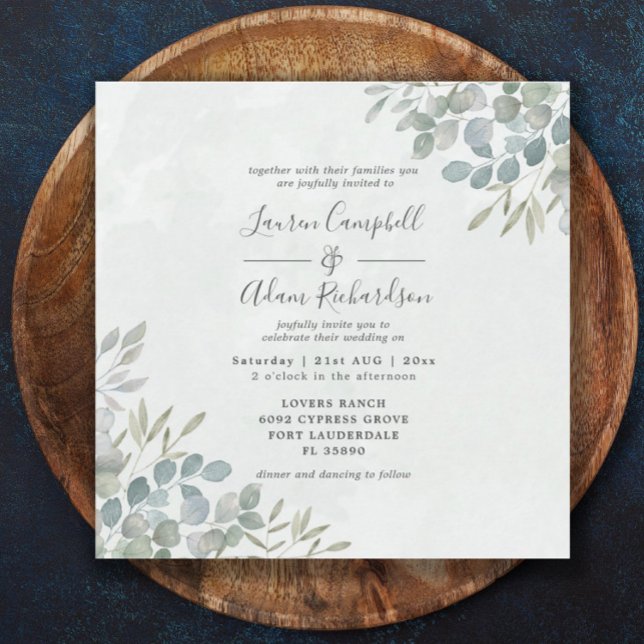 Invitación Boda de la acuarela de Eucalyptus (Subido por el creador)