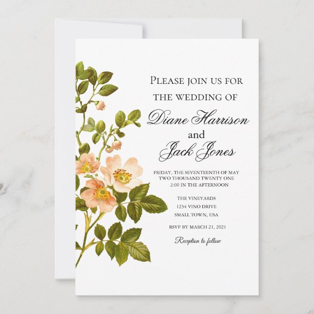 Invitación Boda de la acuarela de la flor de Apple (Anverso)