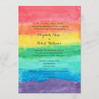 Invitación Boda de la acuarela del arco iris