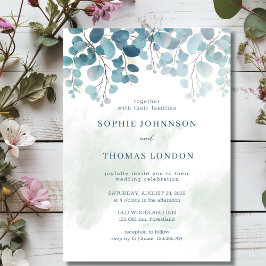 Invitación Boda de la acuarela del eucalipto verde seco