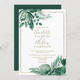 Invitación Boda de la acuarela floral de la palma de vegetaci