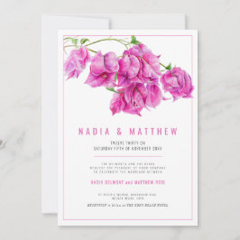 Invitación Boda de la acuarela púrpura rosa buganvillas
