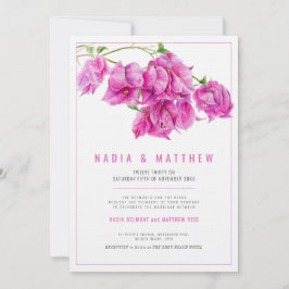 Invitación Boda de la acuarela púrpura rosa buganvillas