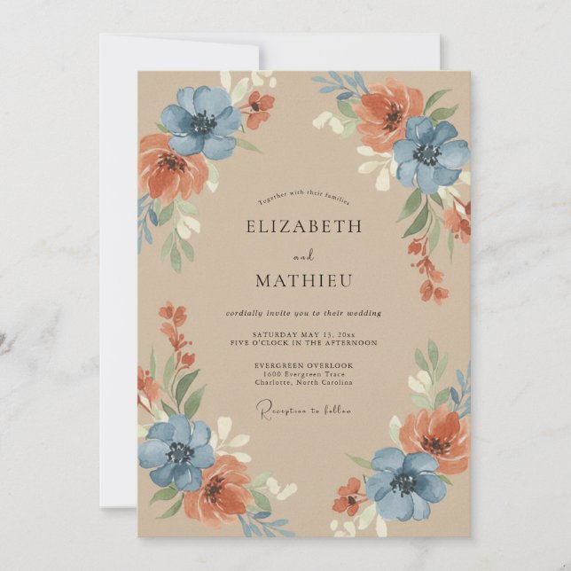 Invitación Boda de la Amapola de Pizarra de Cobre (Anverso)