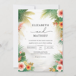 Invitación Boda de la arteria floral tropical exuberante