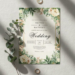 Invitación Boda de la arteria floral verde y exuberante