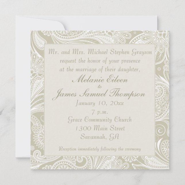 Invitación Boda de la banda de arena blanca Tidal Wave Sand W (Anverso)