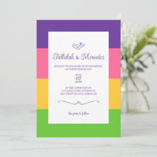 Invitación Boda de la bandera sapfática lésbica