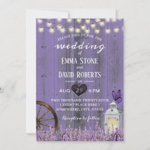 Invitación Boda de la barra de lavanda de lavanda de la linte