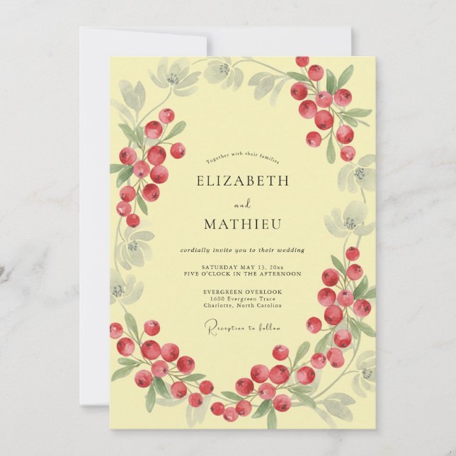 Invitación Boda de la baya amarilla pálida (Anverso)